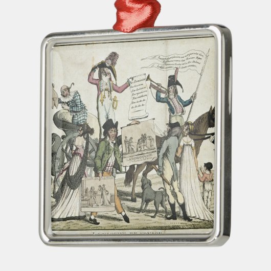 ワクチンを提供しているにせ医者医者の風刺漫画 メタルオーナメント (左)