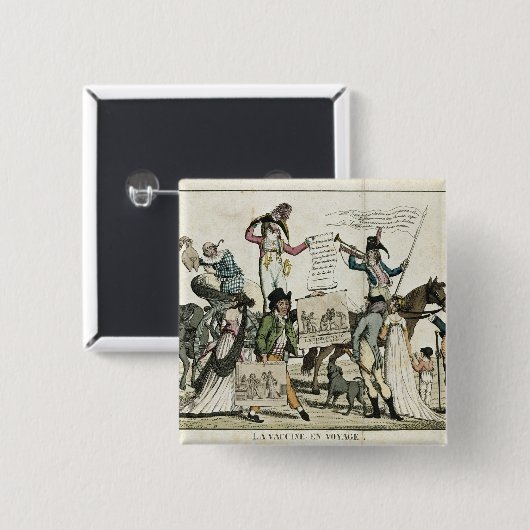 ワクチンを提供しているにせ医者医者の風刺漫画 缶バッジ (正面&裏面)