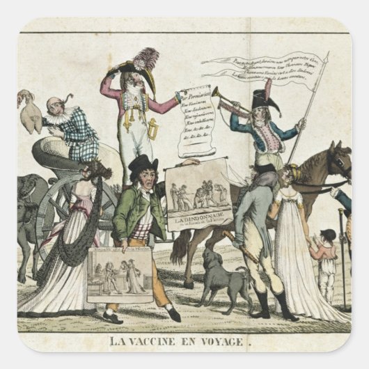 ワクチンを提供しているカック医師の戯画 スクエアシール (正面)