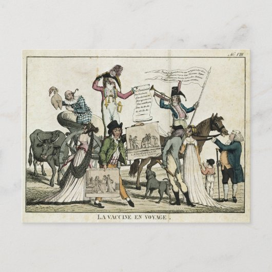 ワクチンを提供しているカック医師の戯画 ポストカード (正面)