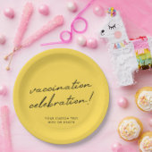 ワクチン接種お祝い |黄モダン色パーティー ペーパープレート (パーティー)