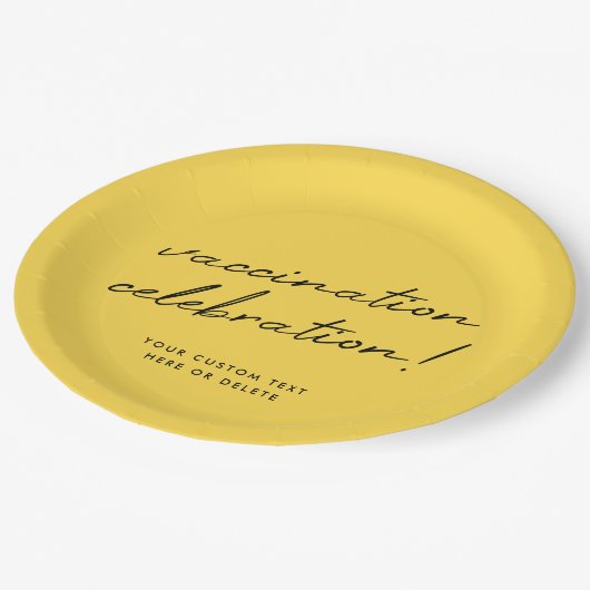 ワクチン接種お祝い |黄モダン色パーティー ペーパープレート (アングル)