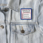 「ワクチン接種の理由」 （赤/青）カスタマイズ可能 缶バッジ (インサイチュ)