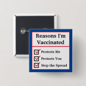 「ワクチン接種の理由」 （赤/青）カスタマイズ可能 缶バッジ (正面&裏面)