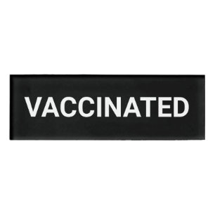 ワクチン接種済み、白黒のカスタマイズ可能な名前タグ 名札