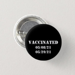 ワクチン接種白黒カスタムの日付ピンボタン 缶バッジ