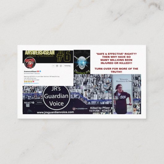 ワクチン標準名刺からの死亡 名刺 (裏面)