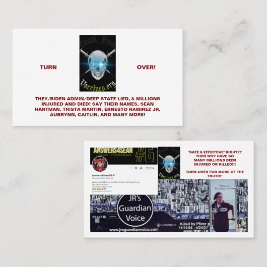 ワクチン標準名刺からの死亡 名刺 (正面/裏面)