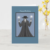 ワクチン注射器でペスト医師をハッピーバースデー カード (黄色い花)