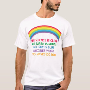 ワクチン衣服アマスクレインボー科学引用文 Tシャツ