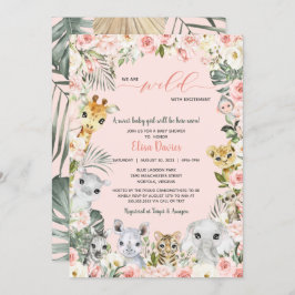 ワクワクするジャングル動物の赤ちゃんシャワー 招待状