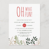 ワクワクする楽しいお知らせ！ ボタニカルホリデーパーティーのご招待 インビテーションポストカード (正面)