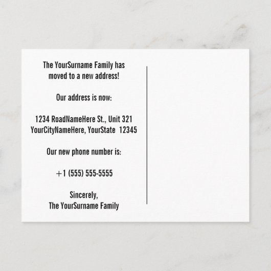 ワクワクする「引越しました!」のポストカード 案内ポストカード (裏面)