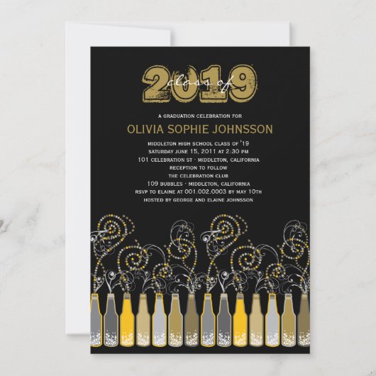 ワクワクの祝い　卒業記念写真パーティーご招待 招待状 (正面)