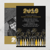 ワクワクの祝い　卒業記念写真パーティーご招待 招待状 (正面/裏面)