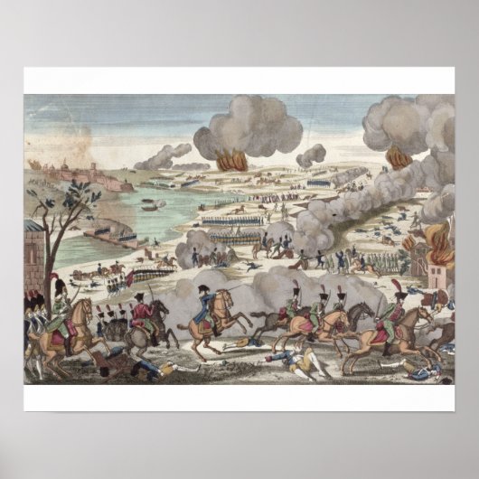 ワグラムの戦い(1809年7月6日版木、銅版、版画) ポスター (正面)
