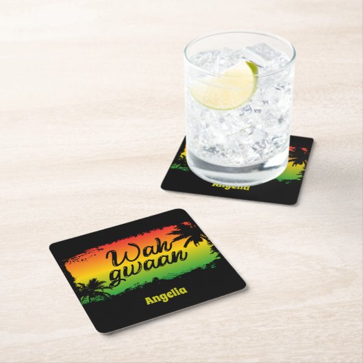 ワグワンジャマイカラスタハロー引用文 スクエアペーパーコースター (インサイチュ)