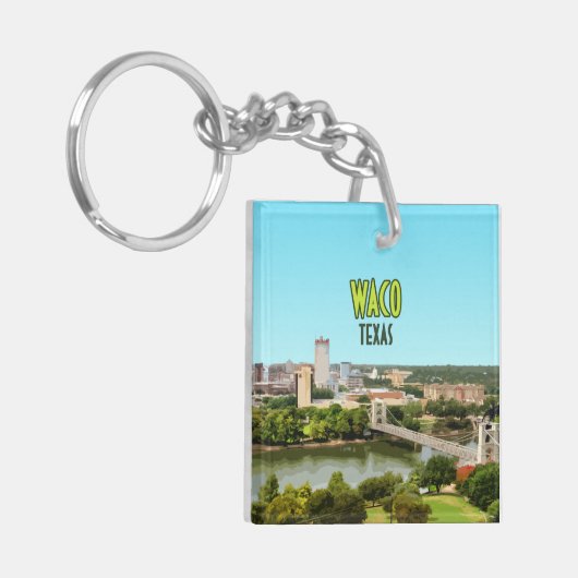 ワコテキサス州ブラゾスリバーダウンタウンヴィンテージ キーホルダー (正面左)