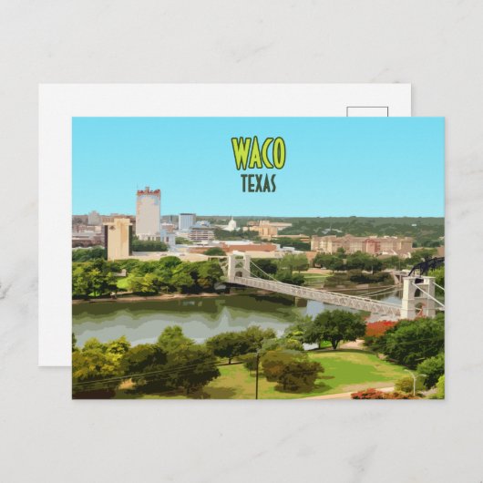 ワコテキサス州ブラゾスリバーダウンタウンヴィンテージ ポストカード (正面/裏面)