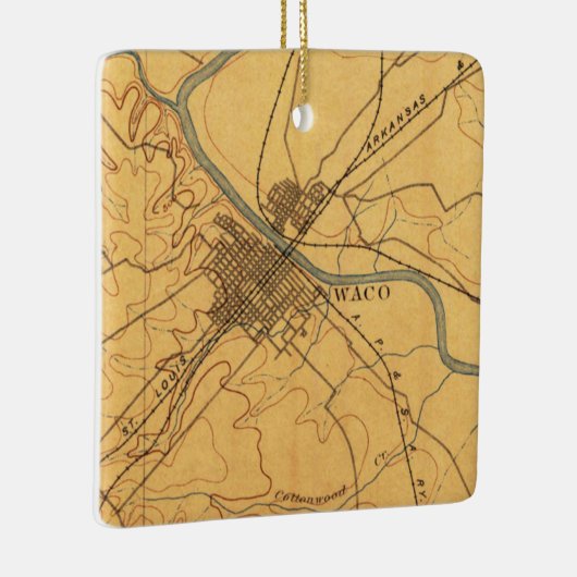 ワコテキサス州ヴィンテージの地図1892 セラミックオーナメント (右)