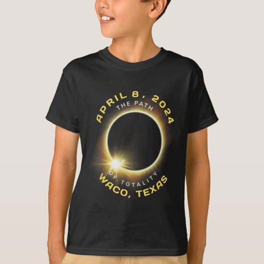 ワコテキサス州太陽の日食総和2024年4月8日 Tシャツ (正面)