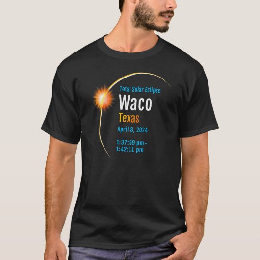 ワコテキサス州Txトータル太陽のEclipse 2024 1 Tシャツ (正面)