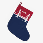 ワコ市国旗(テキサス州，米国) ラージクリスマスストッキング (正面 (吊り時))