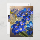 ワゴマ(忘れな草)金箔アクセント付き ポストカード (正面/裏面)