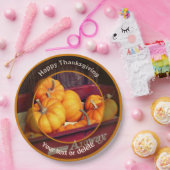 ワゴンでカボチャのパーソナライズされた秋感謝祭 ペーパープレート