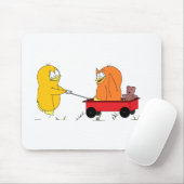 ワゴンで遊んでいるペンギン マウスパッド (マウス)