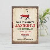 ワゴンの誕生日招待状、男の子1歳の誕生日 招待状 (スタンド正面)