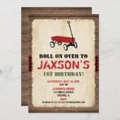 ワゴンの誕生日招待状、男の子1歳の誕生日 招待状 (正面/裏面)