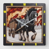 ワゴントレイルパーソナライズされた：チャールド・ウッド・クレイデール スクエア壁時計 (正面)