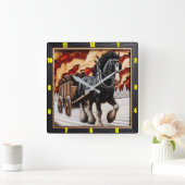 ワゴントレイルパーソナライズされた：チャールド・ウッド・クレイデール スクエア壁時計 (ホーム)