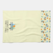 ワゴンパターンの秋カボチャ幸せ キッチンタオル (横)