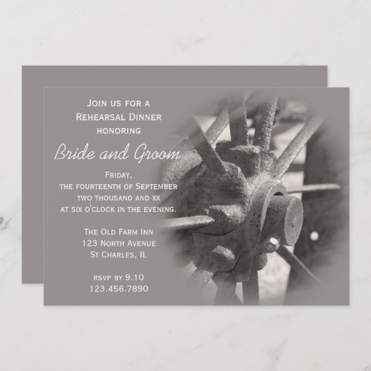 ワゴンホイールカントリーリハーサルディナー招待状 招待状 (正面/裏面)