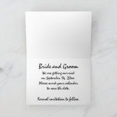 ワゴンホイールカントリー結婚式の日付を保存 案内状 (内部)