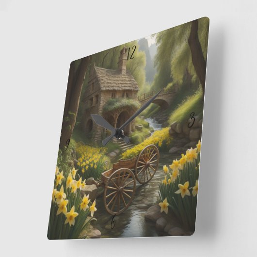 ワゴンホイールパーソナライズされたカスタム壁時計 スクエア壁時計 (傾斜)