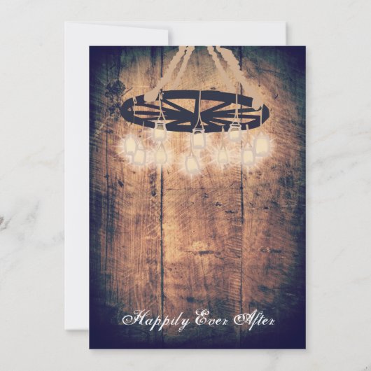 ワゴンホイールメイスンジャールシャンデリア結婚式の招待 招待状 (裏面)