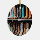 ワゴンホイール&フォートワースのブーツ，テキサス州オーナメント セラミックオーナメント (右)