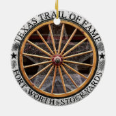 ワゴンホイール&フォートワースのブーツ，テキサス州オーナメント セラミックオーナメント (裏面)