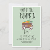 ワゴンモダンウォーター色リトルハロウィーンカボチャ 招待状 (正面)