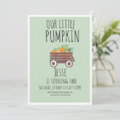 ワゴンモダンウォーター色リトルハロウィーンカボチャ 招待状 (スタンド正面)