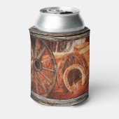 ワゴン素朴ホイールホースシューズ西スタイル缶Co 缶クーラー (缶裏面)