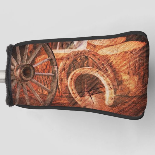 ワゴン素朴ホイールホースシューズ西スタイル ゴルフヘッドカバー (正面)