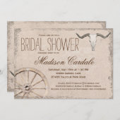 ワゴン素朴ホイールロングホーンブライダルシャワー 招待状 (正面/裏面)