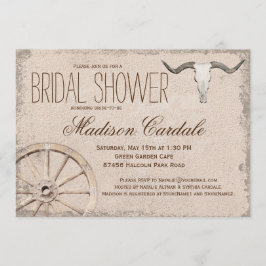 ワゴン素朴ホイールロングホーンブライダルシャワー 招待状