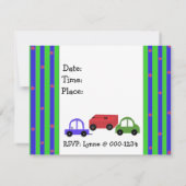 ワゴン車とバルーン誕生日招待状 招待状 (裏面)