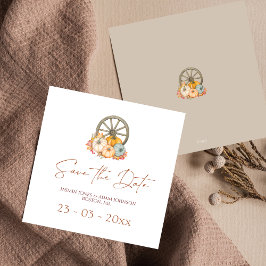 ワゴン車素朴の秋の結婚式の日付を保存 セーブザデート