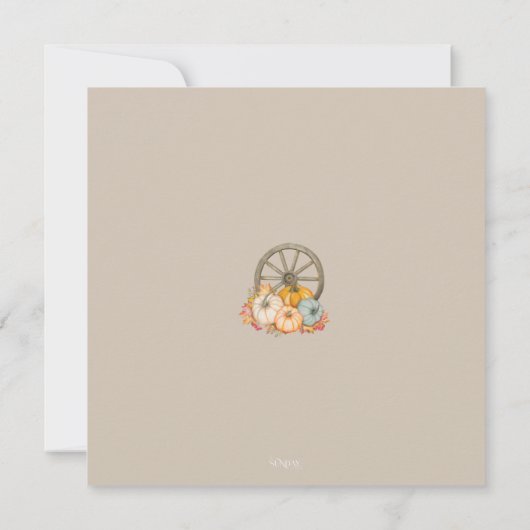 ワゴン車素朴の秋の結婚式の日付を保存 セーブザデート (裏面)